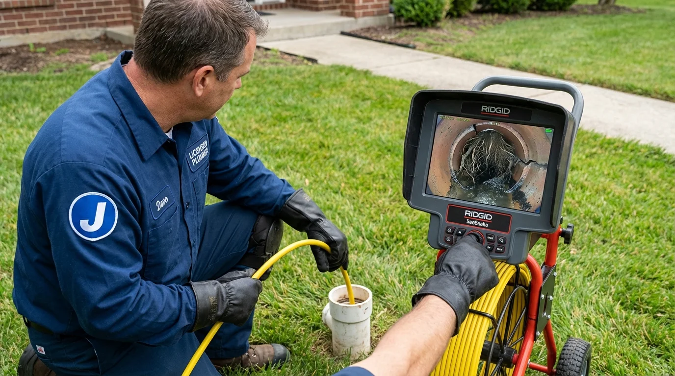 Sewer camera inspection being performed by Johns Plumbing LLC in Oakville